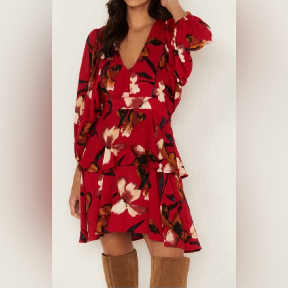 Band of Gypsies Red Floral Mini Dress